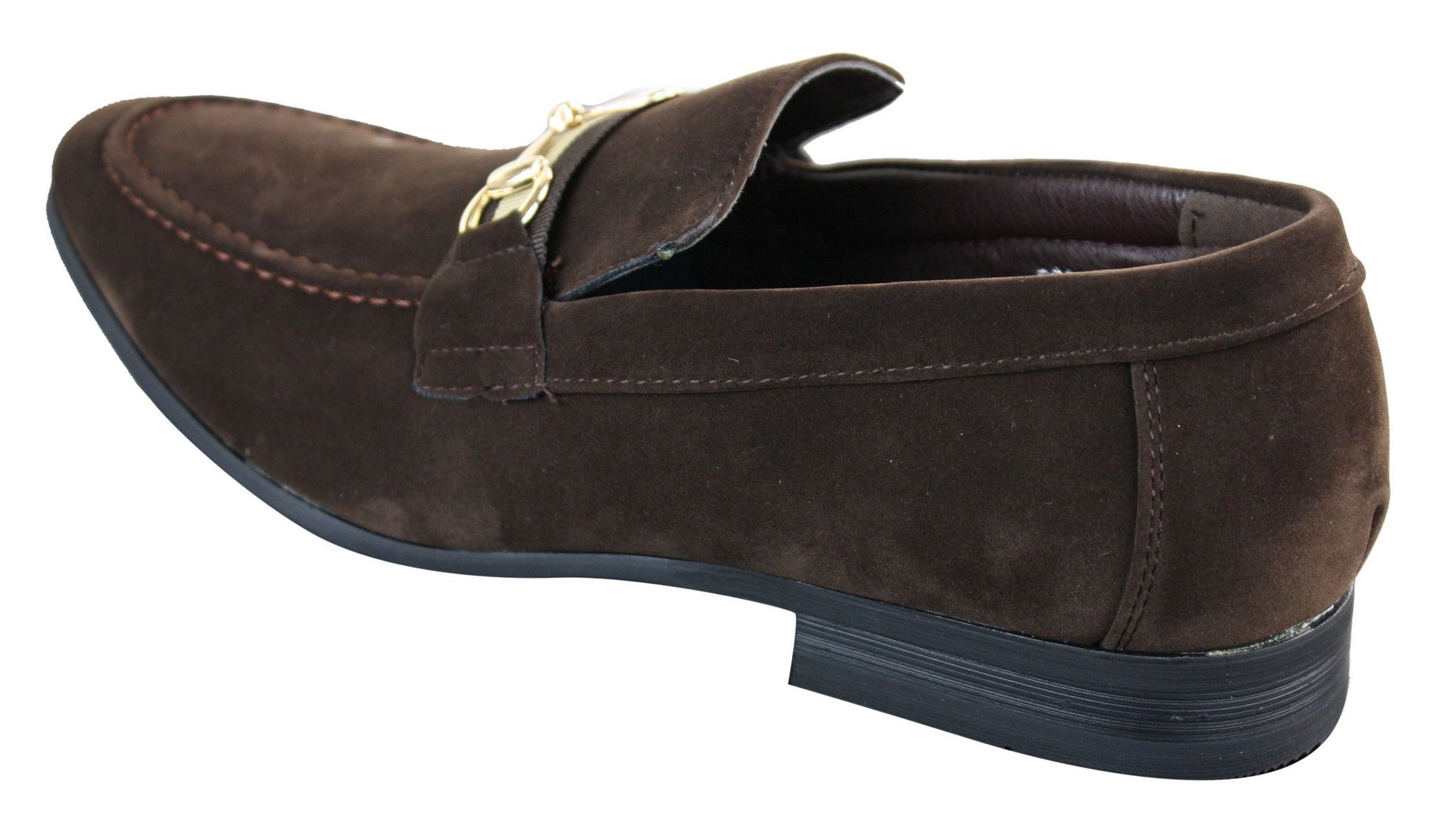 Patron 239 Sapatos Masculinos de Camurça com Fivela, Mocassins Slip On, Elegantes e Casuais, em PU nas cores Azul Marinho, Marrom e Preto.