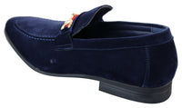 Patron 239 Sapatos Masculinos de Camurça com Fivela, Mocassins Slip On, Elegantes e Casuais, em PU nas cores Azul Marinho, Marrom e Preto.