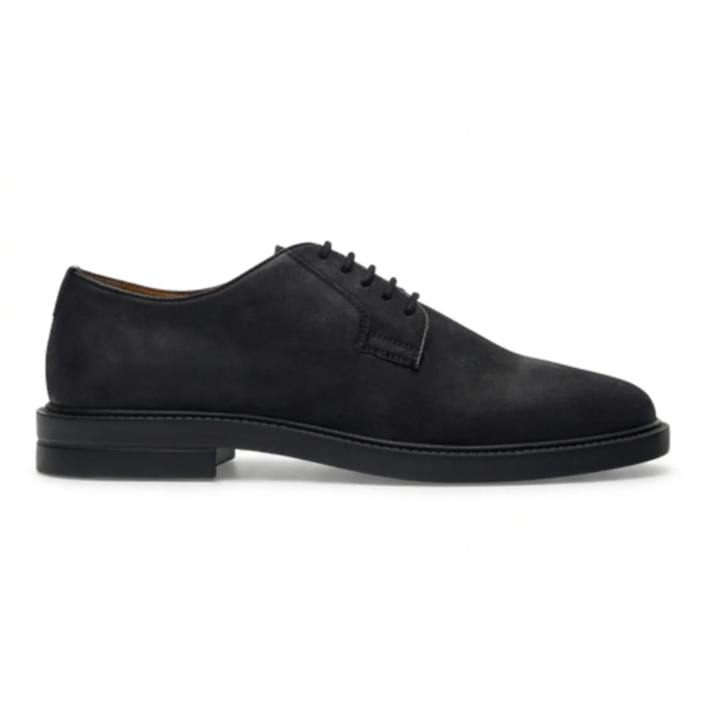 Pedro - Sapatos Derby Masculinos de Camurça Preta com Acabamento Fosco e Cadarço