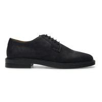 Pedro - Sapatos Derby Masculinos de Camurça Preta com Acabamento Fosco e Cadarço