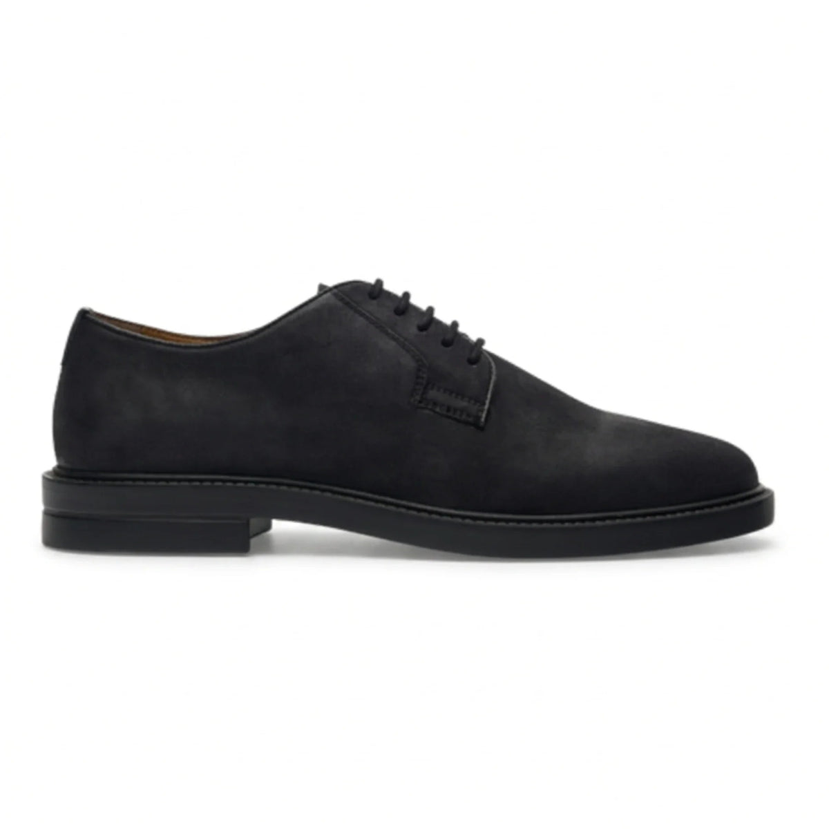 Pedro - Sapatos Derby Masculinos de Camurça Preta com Acabamento Fosco e Cadarço
