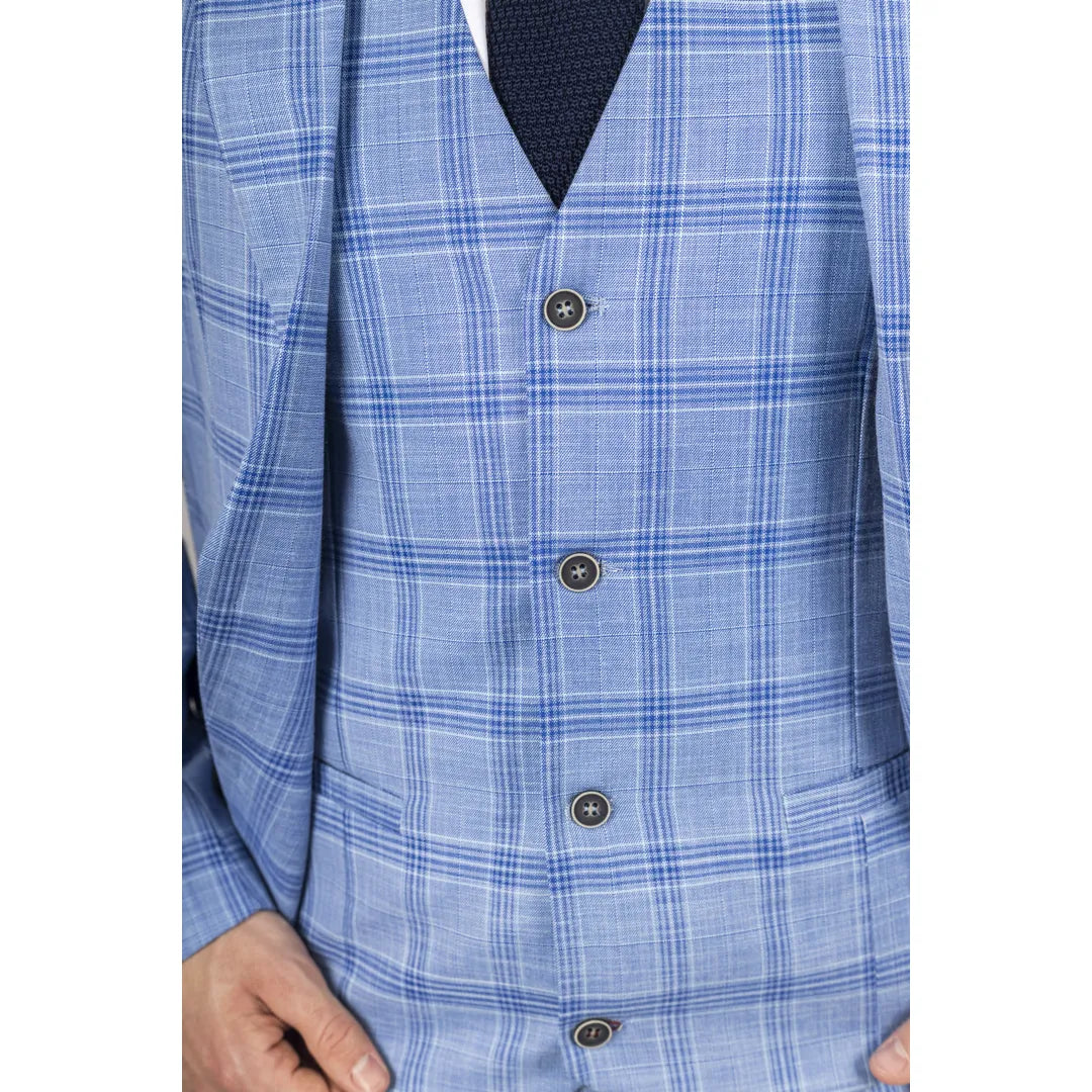 Blazer xadrez azul claro masculino da Plowman
