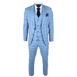 Terno xadrez azul claro de 3 peças masculino da Plowman