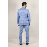 Terno xadrez azul claro de 3 peças masculino da Plowman