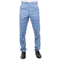 Calças xadrez azul claro masculinas Plowman