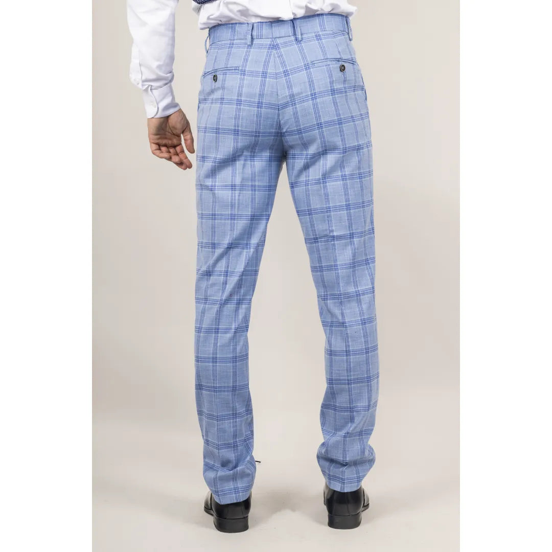 Calças xadrez azul claro masculinas Plowman