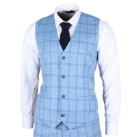 Colete xadrez azul claro masculino Plowman