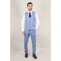 Colete xadrez azul claro masculino Plowman
