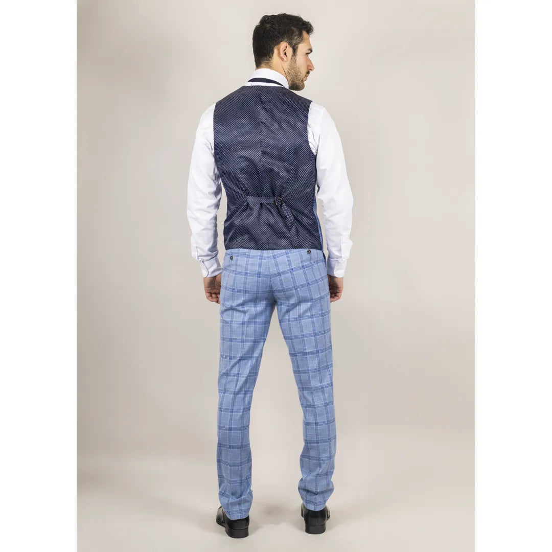 Colete xadrez azul claro masculino Plowman