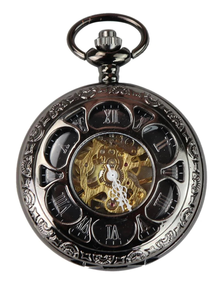 Relógio de bolso mecânico vintage preto