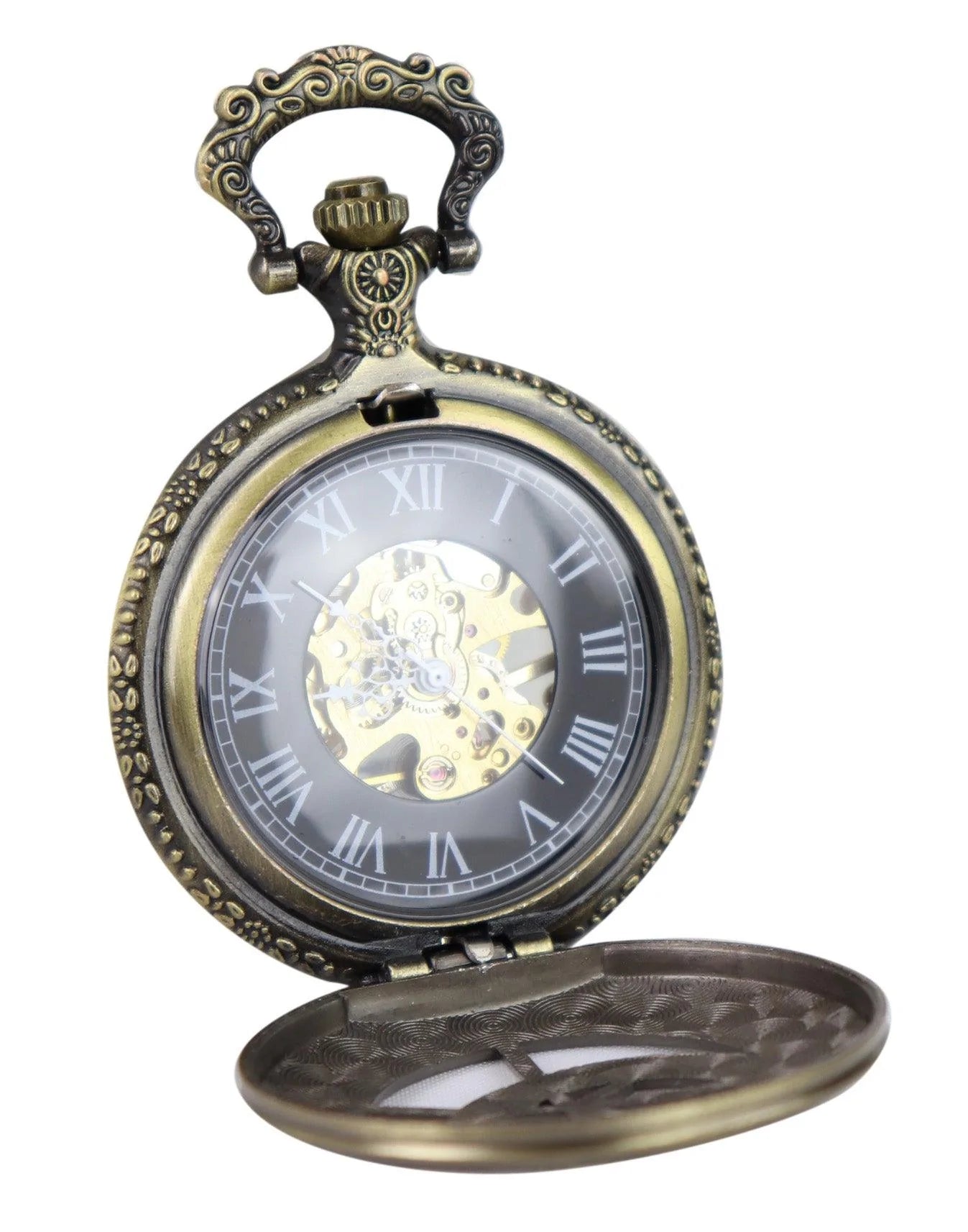 Relógio de bolso mecânico automático vintage cor dourada