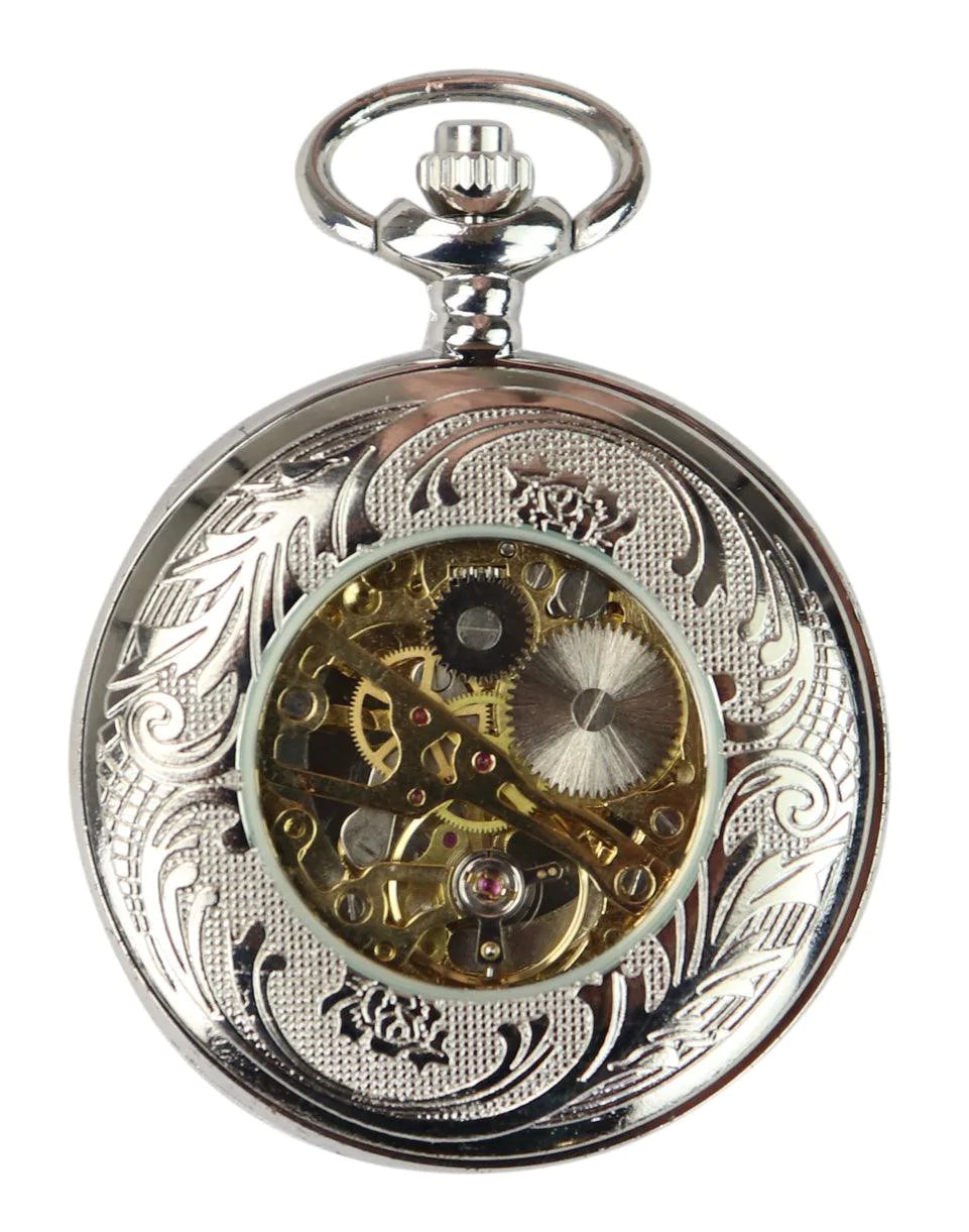 Relógio de bolso mecânico vintage na cor prata