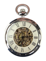 Relógio de bolso mecânico automático vintage prateado