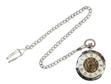 Relógio de bolso mecânico automático vintage prateado