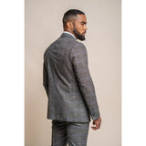 Power - Blazer Slim Fit Cinza Xadrez Masculino