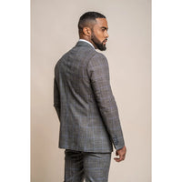 Power - Blazer Slim Fit Cinza Xadrez Masculino