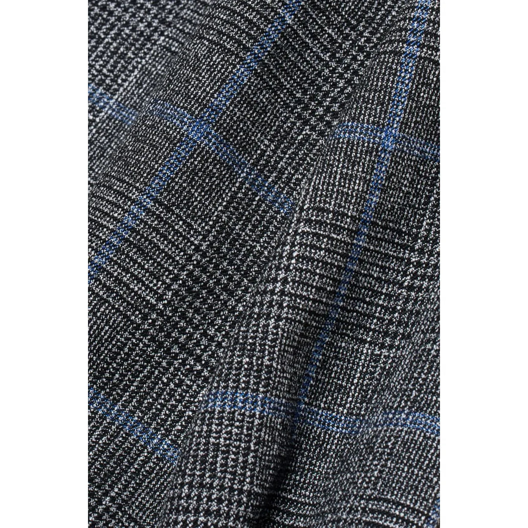 Power - Blazer Slim Fit Cinza Xadrez Masculino