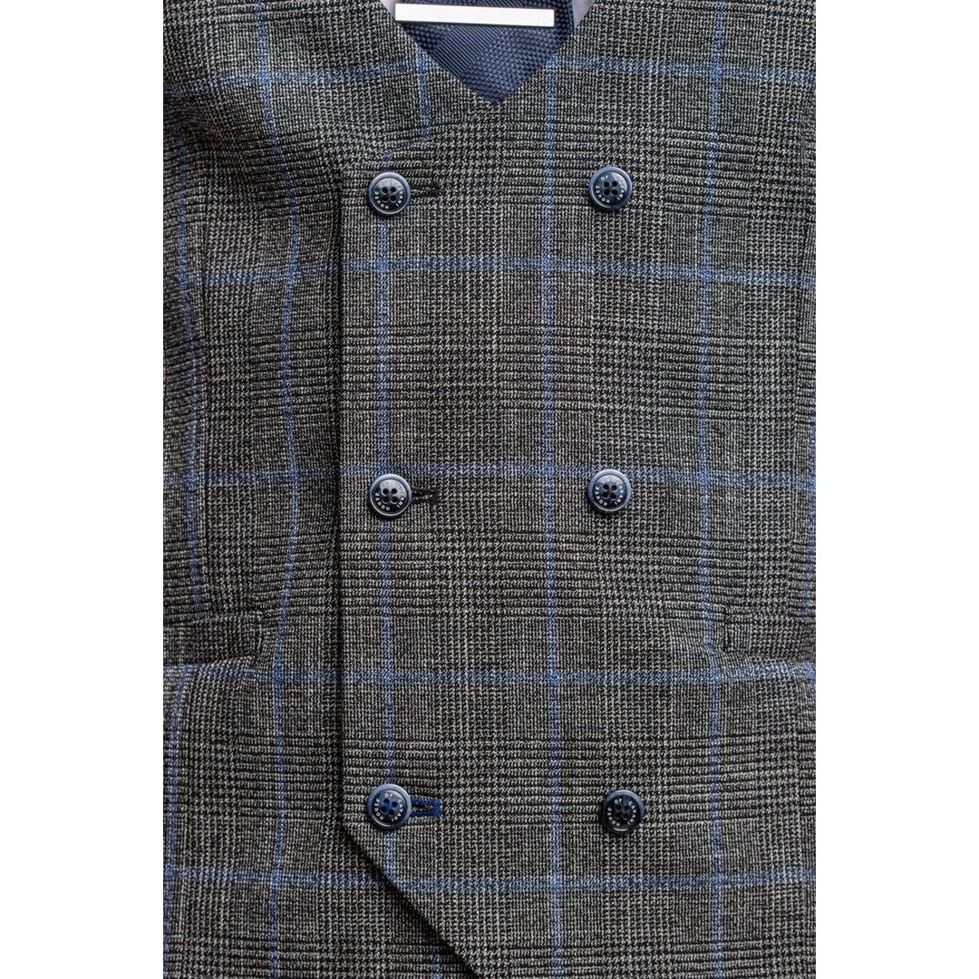 Power - Colete masculino cinza xadrez slim fit