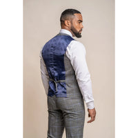 Power - Colete masculino cinza xadrez slim fit