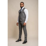 Power - Colete masculino cinza xadrez slim fit