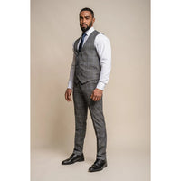 Power - Colete masculino cinza xadrez slim fit