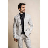 Radika - Blazer masculino xadrez cinza claro