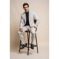 Radika - Blazer masculino xadrez cinza claro