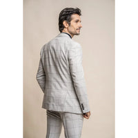Radika - Blazer masculino xadrez cinza claro