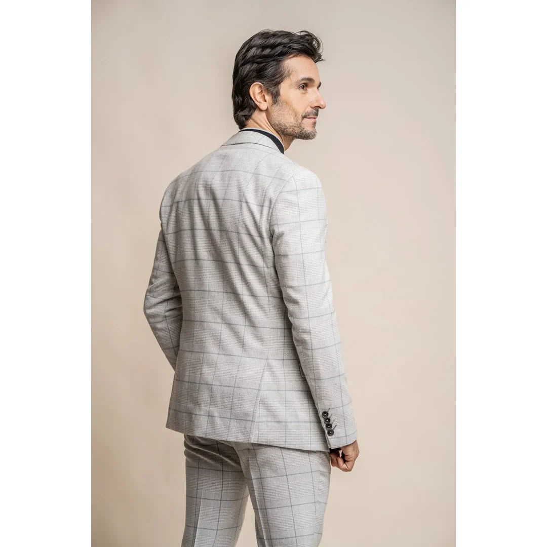 Radika - Blazer masculino xadrez cinza claro