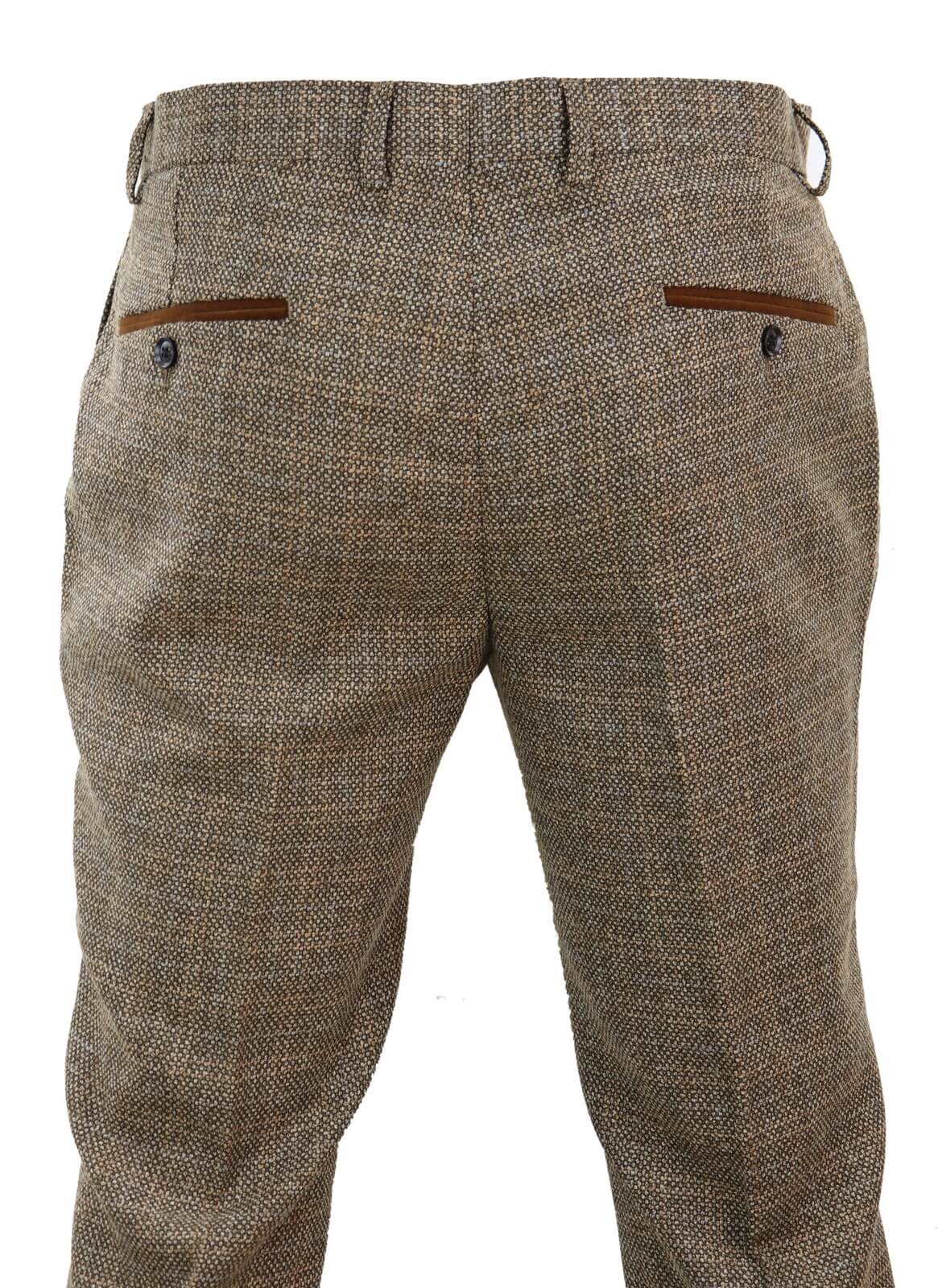 Ralph - Calças masculinas de tweed marrom