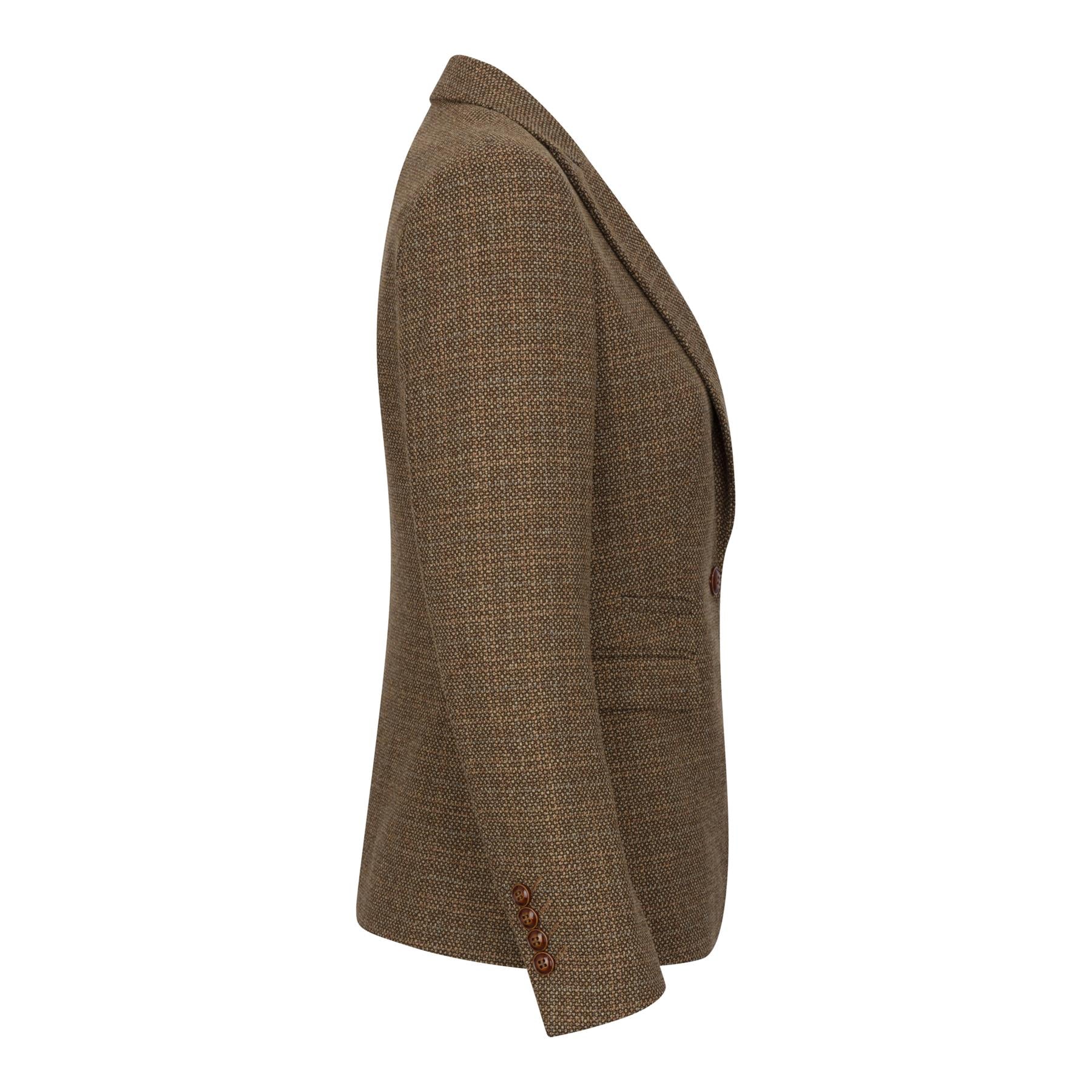 Ralph - Blazer feminino de tweed marrom com corte ajustado