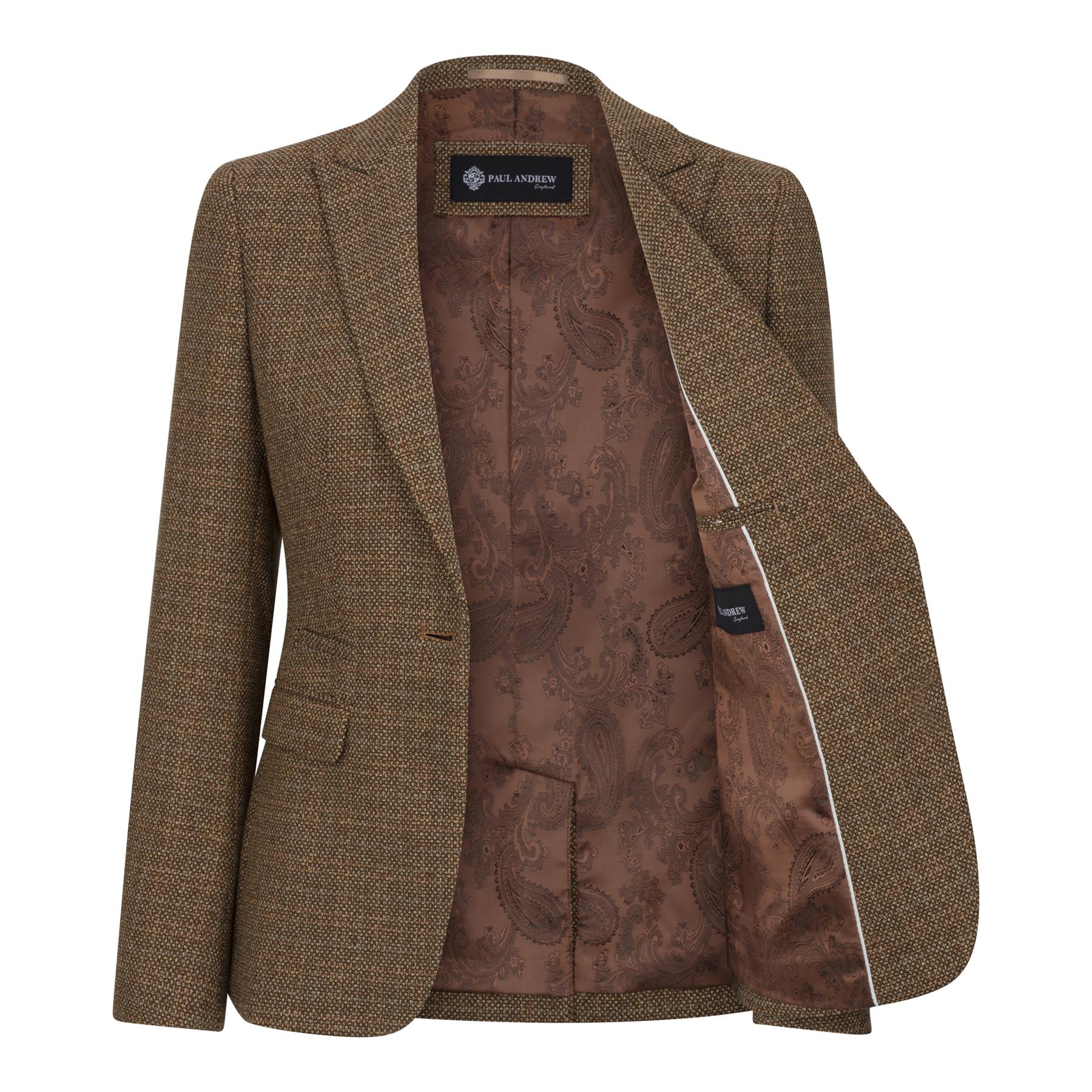 Ralph - Blazer feminino de tweed marrom com corte ajustado