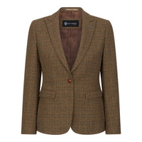 Ralph - Blazer feminino de tweed marrom com corte ajustado
