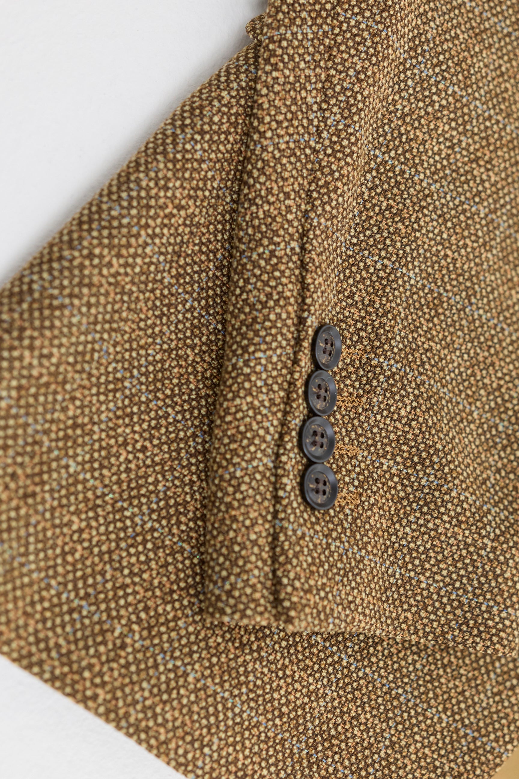 Terno masculino de tweed xadrez de 3 peças - Marrom