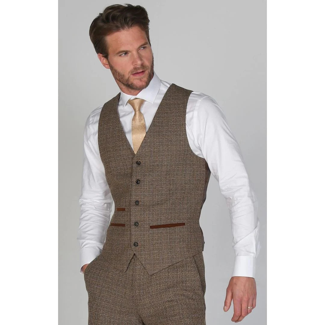 Ralph - Colete masculino de tweed marrom