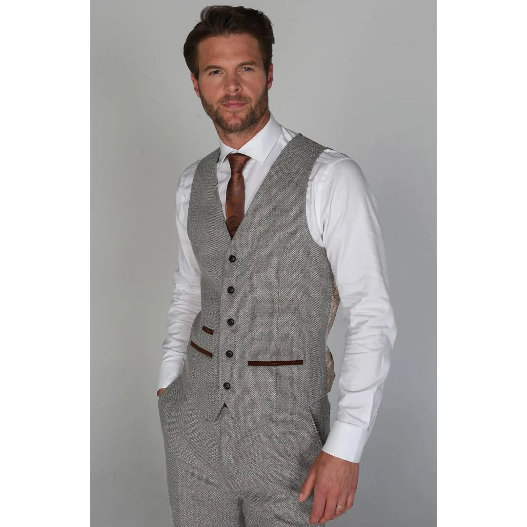 Ralph - Colete masculino de tweed creme
