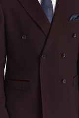 Regent - Blazer Brugundy xadrez de abotoamento duplo para homem