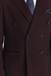 Regent - Blazer Brugundy xadrez de abotoamento duplo para homem