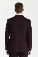 Regent - Blazer Brugundy xadrez de abotoamento duplo para homem
