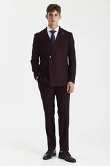 Regent - Blazer Brugundy xadrez de abotoamento duplo para homem
