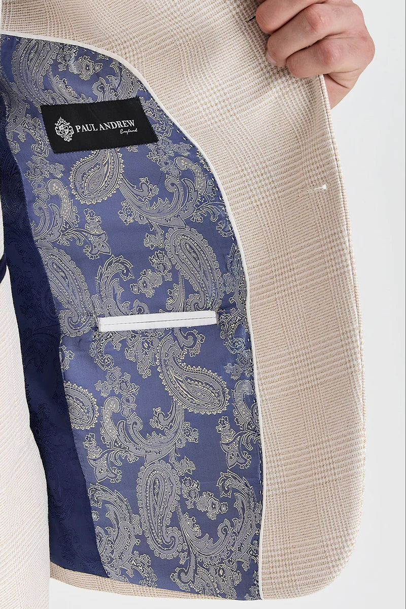 Regent - Blazer xadrez creme estilo casamento para homens
