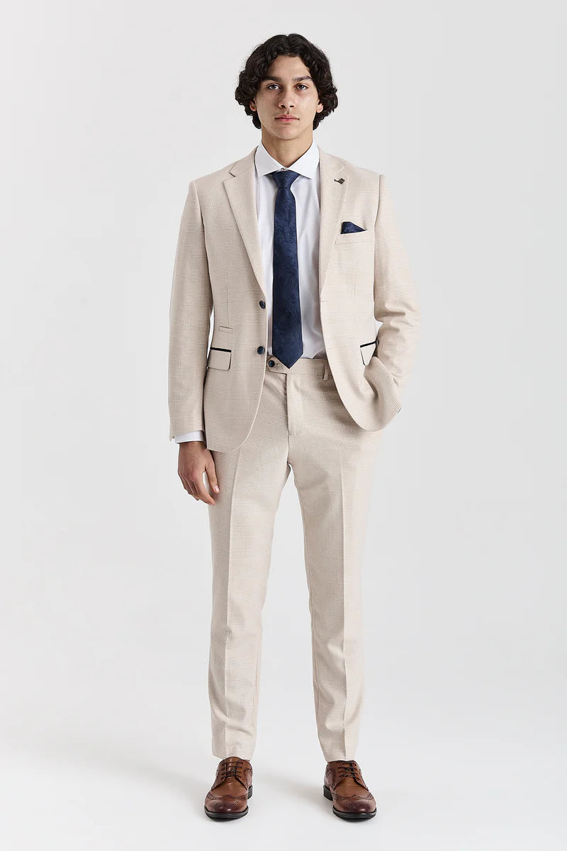 Regent - Blazer xadrez creme estilo casamento para homens