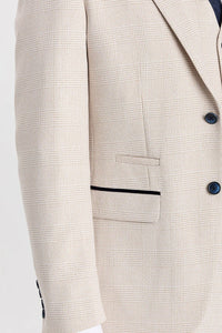 Regent - Blazer xadrez creme estilo casamento para homens