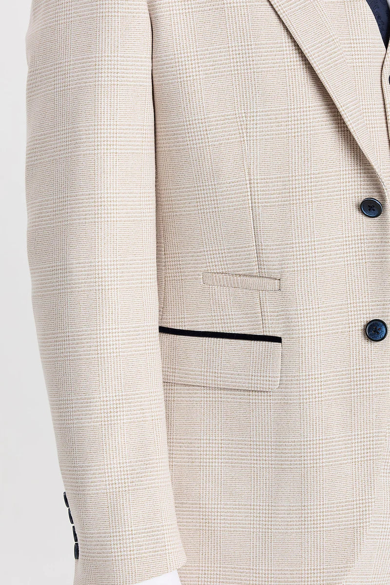 Regent - Blazer xadrez creme estilo casamento para homens
