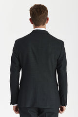Regent - Blazer xadrez verde de abotoamento duplo para homem