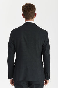 Regent - Blazer xadrez verde de abotoamento duplo para homem