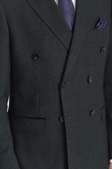 Regent - Blazer xadrez verde de abotoamento duplo para homem