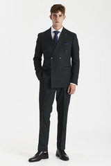 Regent - Blazer xadrez verde de abotoamento duplo para homem