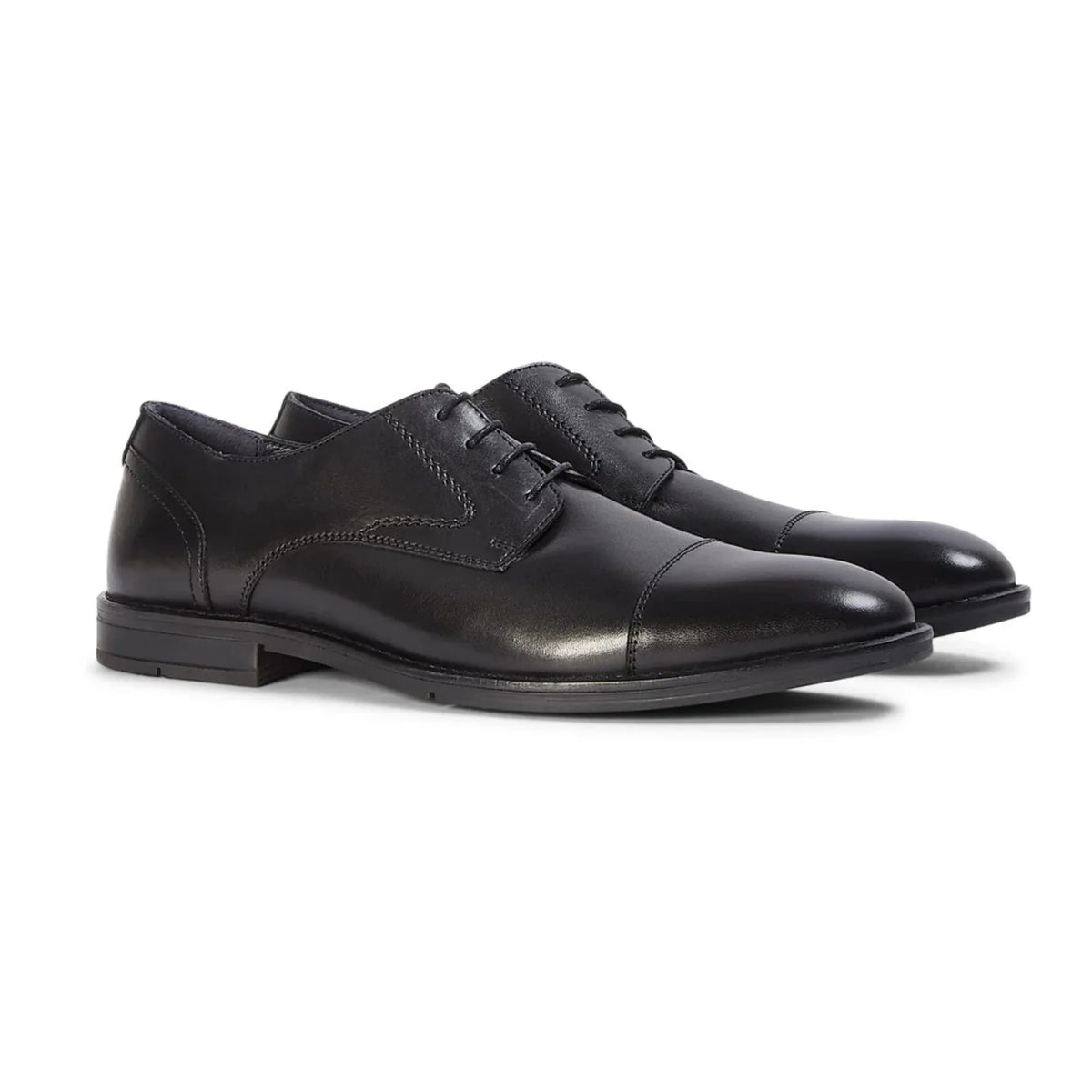 Regent - Sapatos Derby Masculinos em Couro Preto Polido