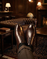 Regent - Sapatos Derby Masculinos em Couro Marrom Escuro Polido